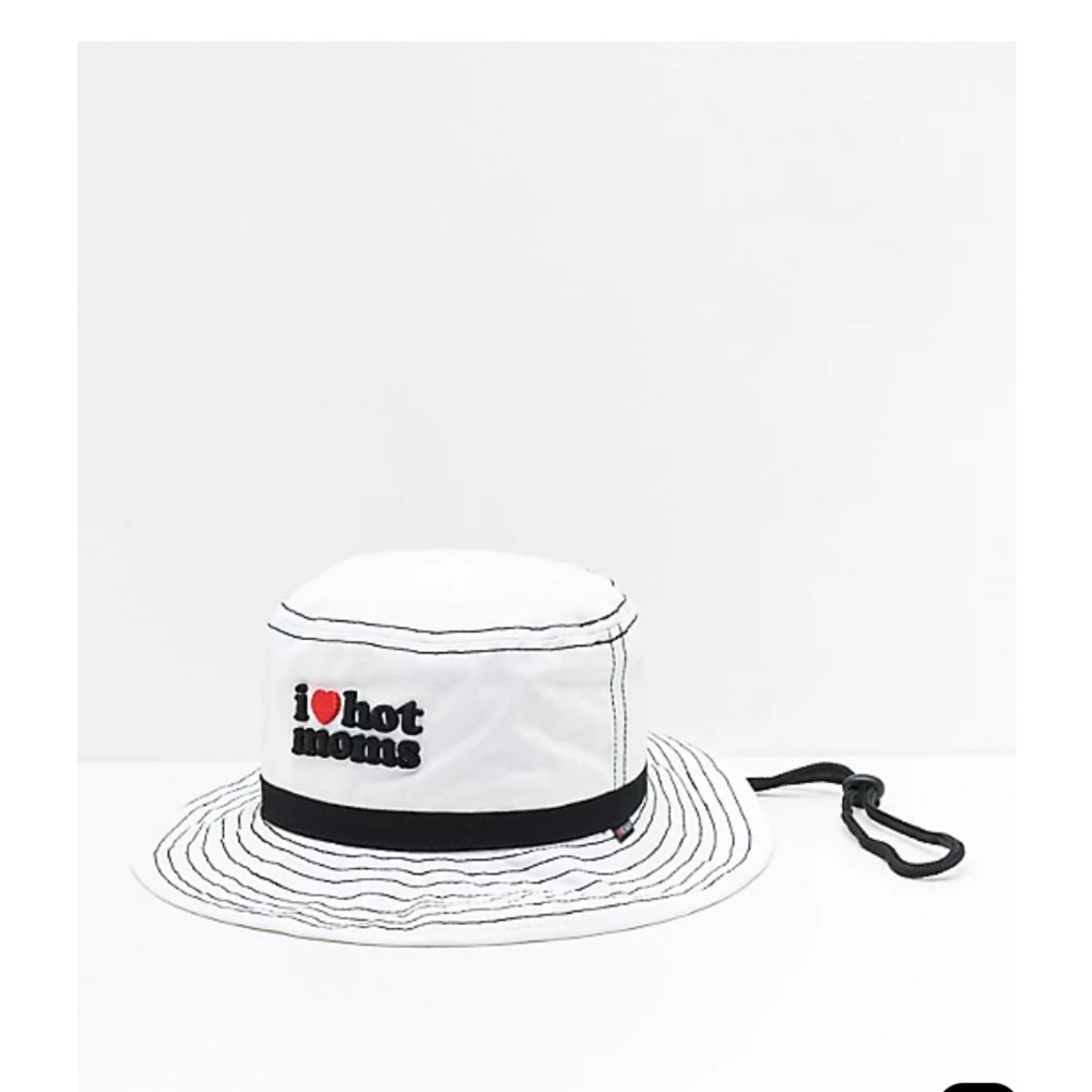 White i ❤️ hot moms Bucket Hat with Embroidered Text